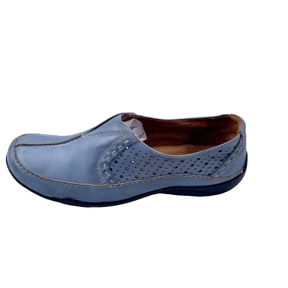 Clarks Artisan Light Blue Leather Ventilated Loafers Sz 7.5 - Picture 4 of 12
